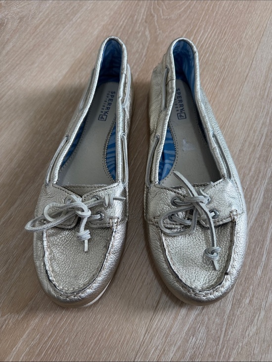 Sperry Shoes - Sperry Metallic Gold Leather Moccasin Flats